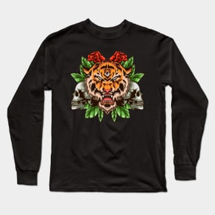 The Wild Tiger with Skull Long Sleeve T-Shirt